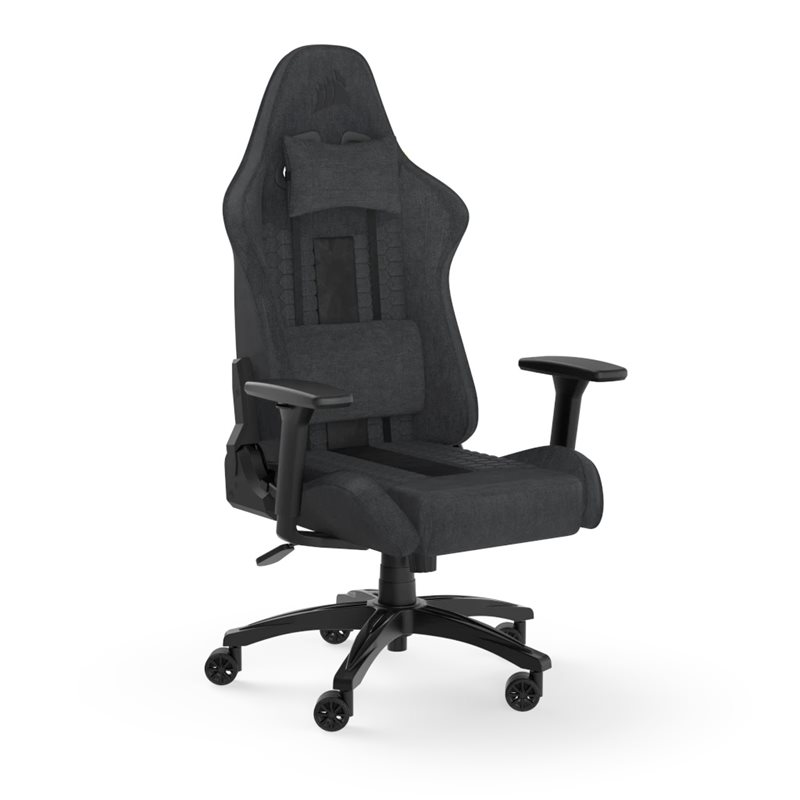 Corsair TC100 RELAXED Gaming Chair - Fabric, kangasverhoiltu pelituoli, musta/harmaa