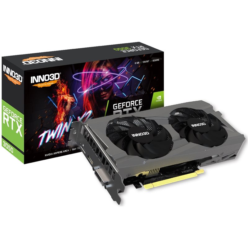 INNO3D GeForce RTX 3050 TWIN X2 -näytönohjain, 6GB GDDR6