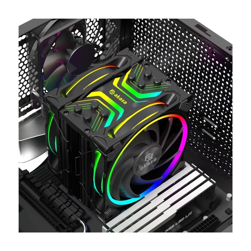 Akasa H4 Plus & AR12 Reverse Blade, LGA1700 -prosessorijäähdytin, musta - Kuva 2