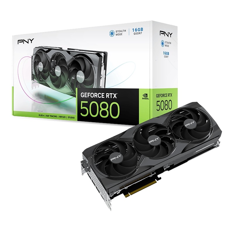 PNY GeForce RTX 5080 Triple Fan -näytönohjain, 16GB GDDR7