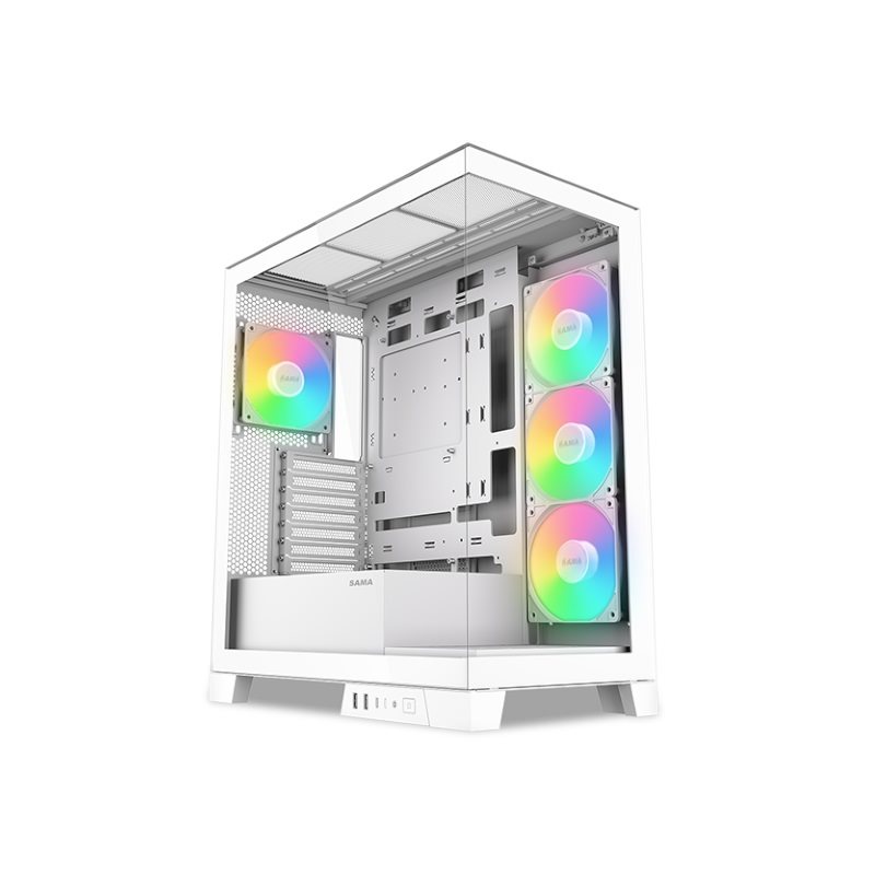 SAMA V50 White, ikkunallinen miditornikotelo, valkoinen