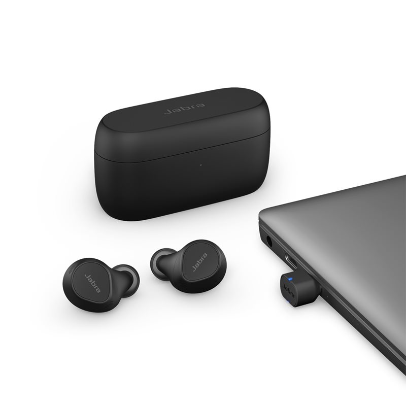 Jabra Evolve2 Buds UC, langaton nappikuulokemikrofoni latausalustalla, USB-C, musta