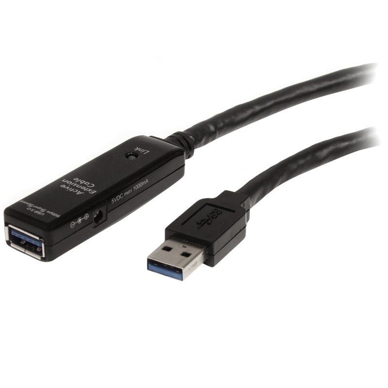 StarTech.com 3.2 Gen1 USB-A -jatkokaapeli, uros-naaras, 5m, musta