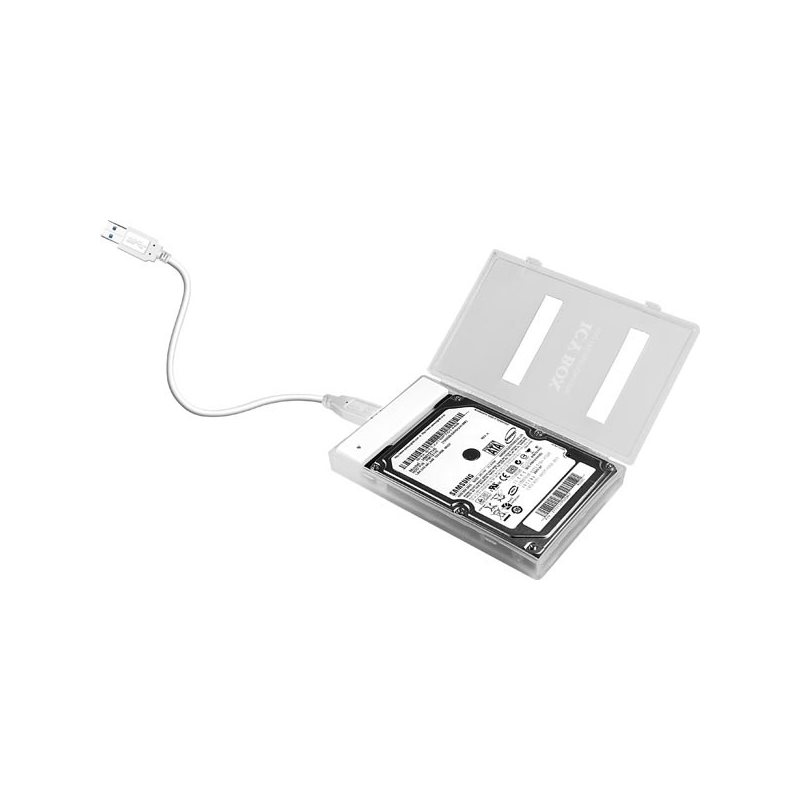 IcyBox Kiintolevykotelo 1x2,5" SATA-HDD, muk. sovitin, USB 3.0, valk