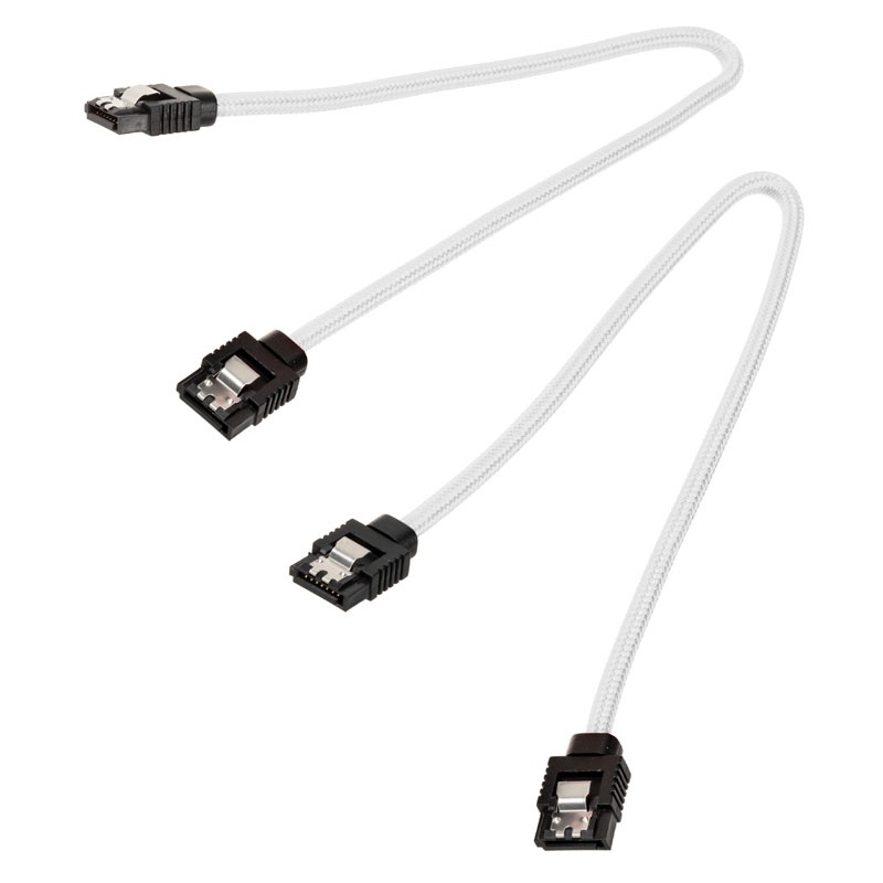 Corsair Premium Sleeved SATA 6Gbps -kaapelisarja, 30cm, valkoinen/musta - Kuva 2