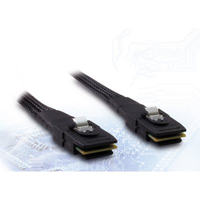 Inter-Tech Mini SAS SFF-8087 -> SFF-8087 -kaapeli, 75cm, musta