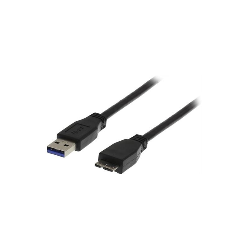 Deltaco USB 3.0 -kaapeli, A uros -> Micro B uros, 2m, musta