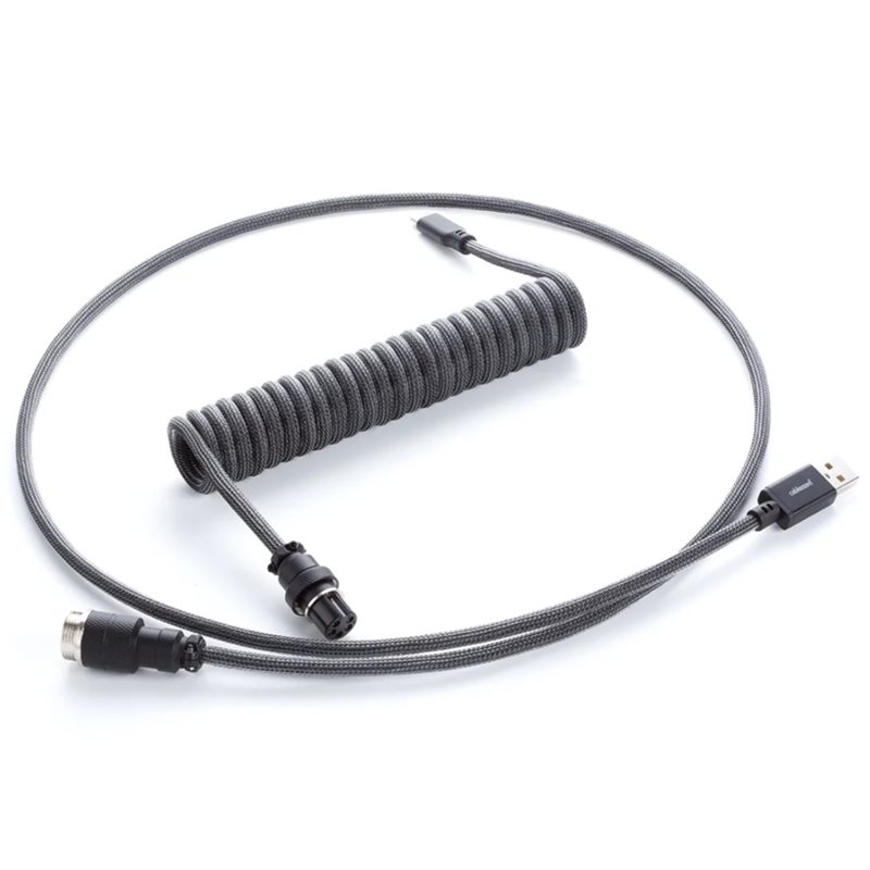 CableMod Pro Coiled Keyboard Cable, USB A -> USB Type C, 150cm, Carbon Crey
