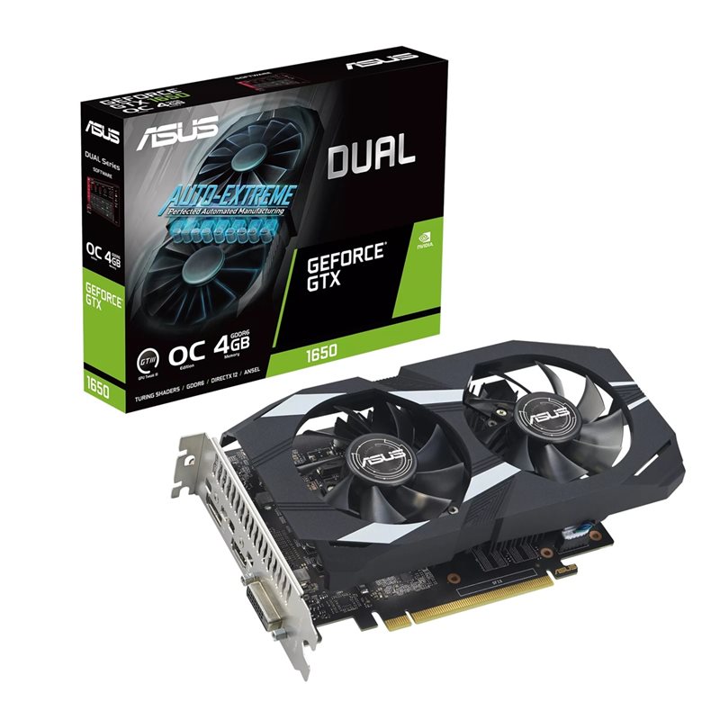 Asus GeForce GTX 1650 DUAL EVO - OC Edition -näytönohjain, 4GB GDDR6