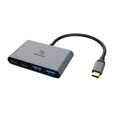 Akasa 3-porttinen 3.2 Gen2 USB-C -hubi, PD 100W,  hopea