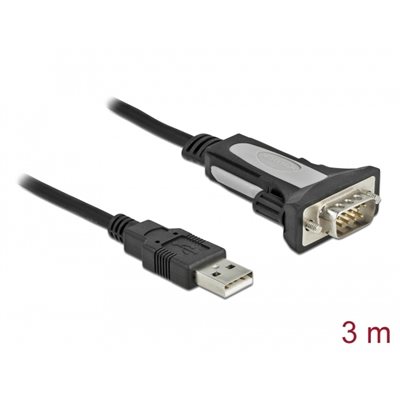 DeLock 2.0 USB-A - DB9 -adapterikaapeli, 3m, musta