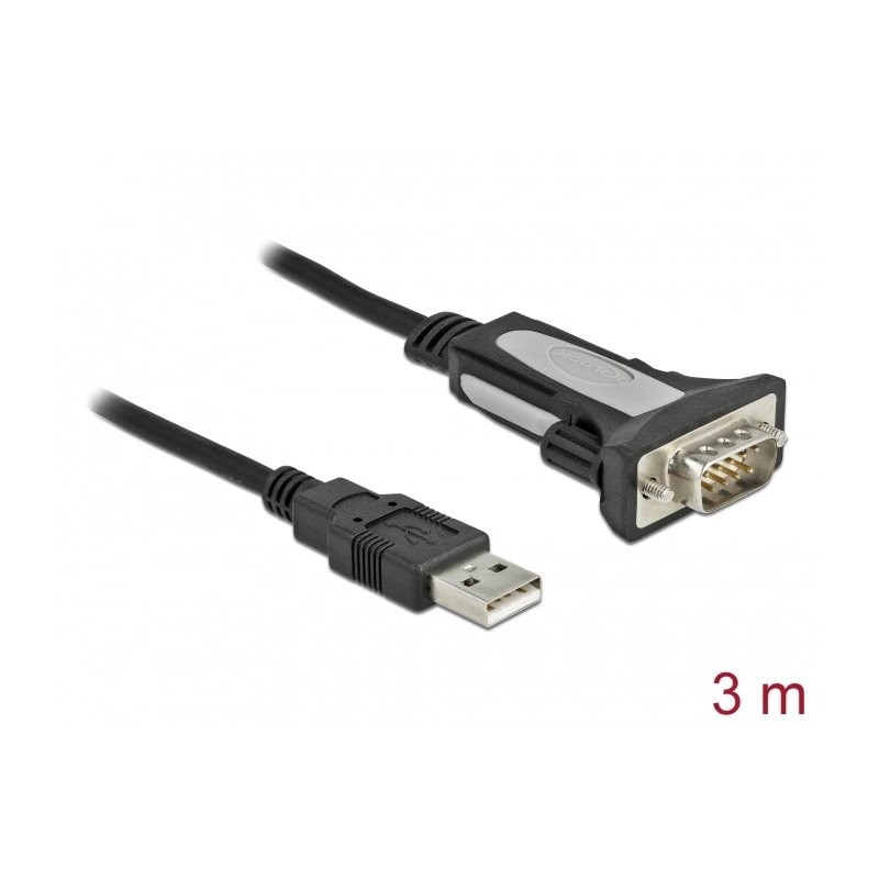 DeLock 2.0 USB-A - 1x RS-232 (DB9) -adapterikaapeli, 3m, musta