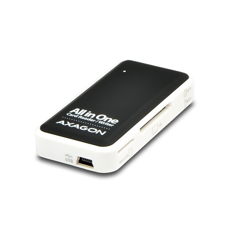 AXAGON CRE-X1, ulkoinen kortinlukija, 5-paikkainen, SD/microSD/MS/CF/XD, 10cm, musta