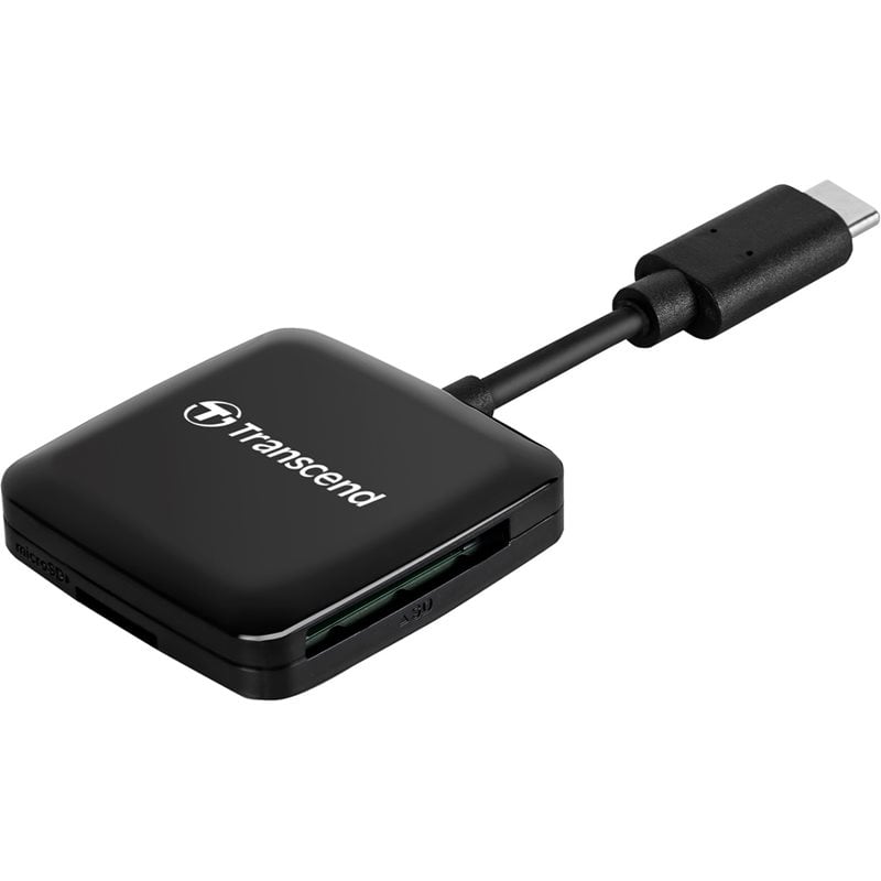 Transcend RDC3 Multicard Reader, UHS-I SD/microSD -muistikortinlukija, 3.2 Gen1 USB-C, musta