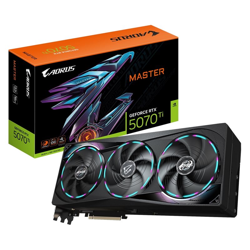 Gigabyte GeForce RTX 5070 Ti AORUS MASTER -näytönohjain, 16GB GDDR7