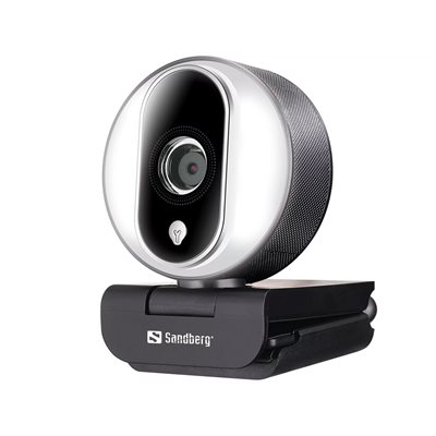 Sandberg Streamer USB Webcam Pro, Full HD -verkkokamera, musta/hopea