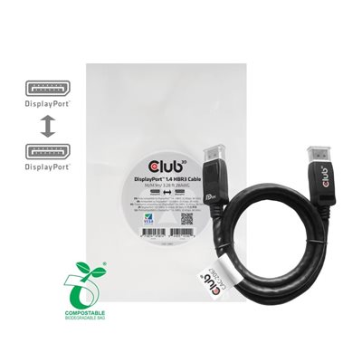Club 3D DisplayPort 1.4 -näyttökaapeli, HBR3, 1m, musta