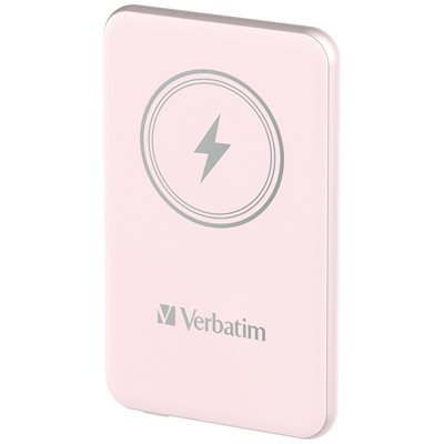 Verbatim 5 000mAh varavirtalähde, Magsafe, USB-C PD 20W, pinkki