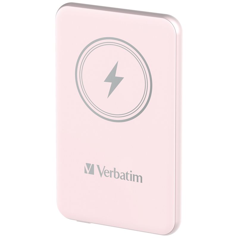 Verbatim 5 000mAh varavirtalähde, Magsafe, USB-C PD 20W, pinkki