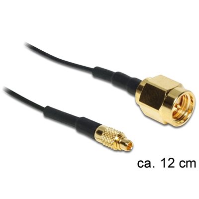 DeLock MMCX uros - SMA uros -antennikaapeli,, 12 cm, musta
