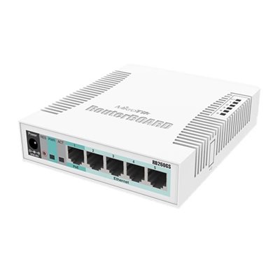 MikroTik RB260GS, 5-porttinen Gigabit Ethernet -kytkin, valkoinen