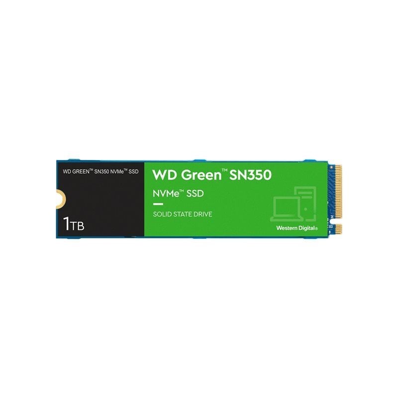 Western Digital 1TB WD Green SN350 NVMe SSD -levy, M.2 2280, PCIe 3.0 x4, 3200/2500 MB/s