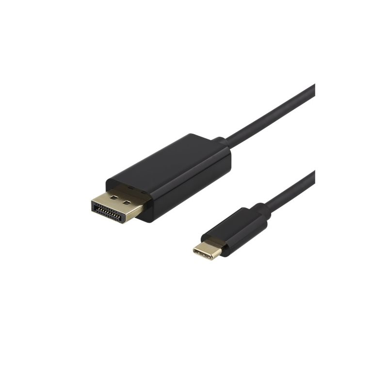 Deltaco USB-C -> DisplayPort -kaapeli, 2m, musta