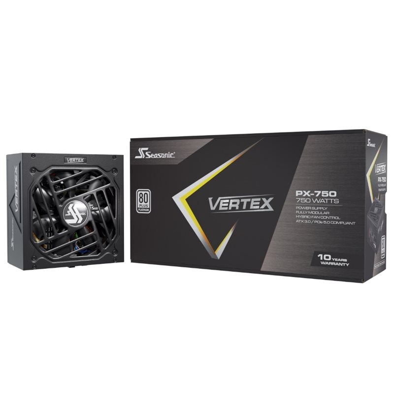 Seasonic 750W VERTEX PX-750, ATX-virtalähde, 80 Plus Platinum, musta