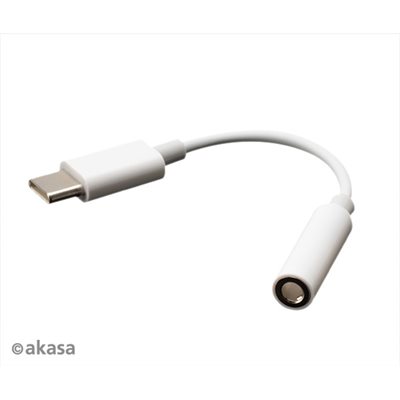 Akasa USB-C -> 3,5mm -audioadapteri, 10cm, valkoinen