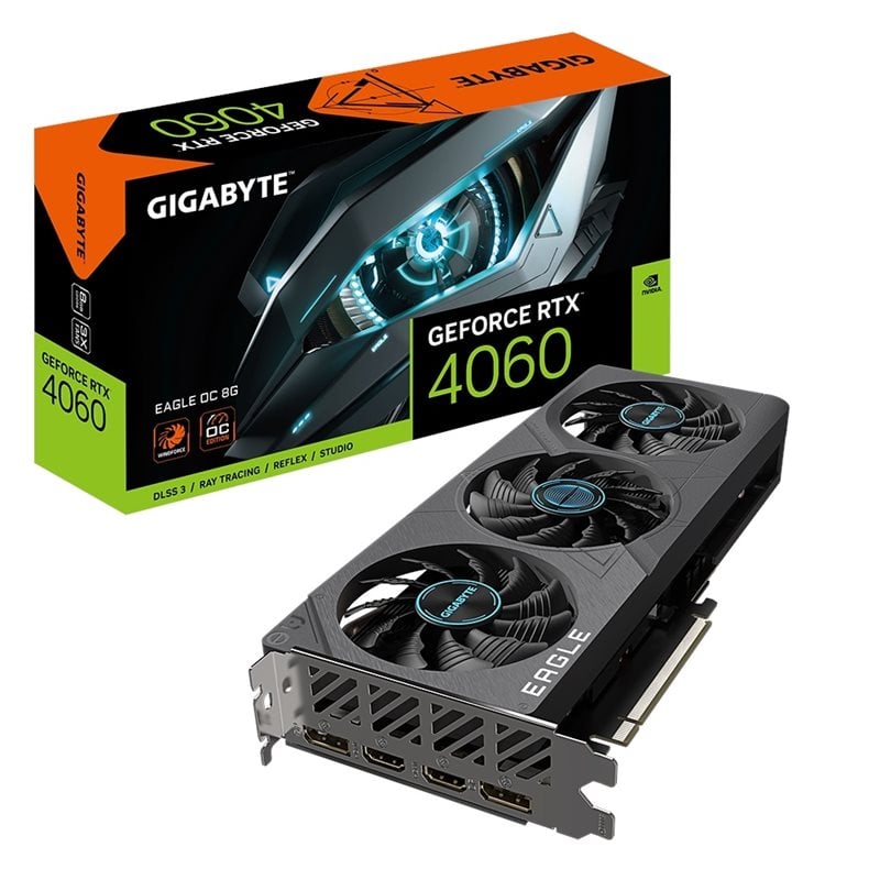 Gigabyte GeForce RTX 4060 EAGLE OC -näytönohjain, 8GB GDDR6 (Tarjous! Norm. 359,90€)