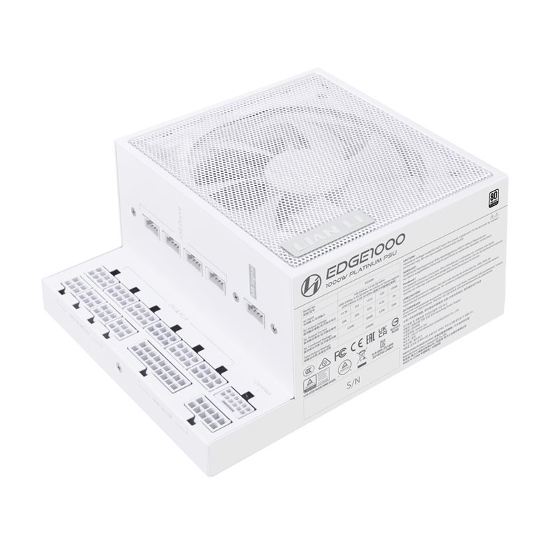 Lian Li 1000W EDGE 1000 White, ATX-virtalähde, 80 Plus Platinum, valkoinen