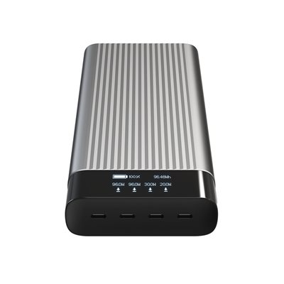 Targus 27 000mAh HyperJuice varavirtalähde, 4x USB-C PD 3.0 100/65W, 240W/100Wh, hopea