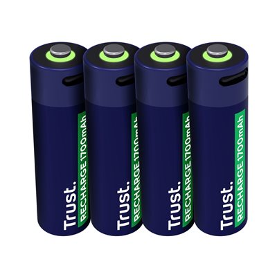 TRUST AA/LR06 USB-C-ladattava -akkuparisto, 1700mAh, 4kpl