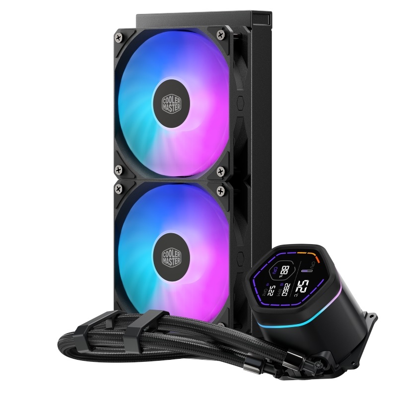 Cooler Master MasterLiquid 240 Core Nex Digital ARGB, 240mm AIO-nestejäähdytysratkaisu prosessorille, musta