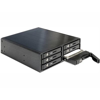 DeLock Kiintolevykasetti 6x SATA/SSD levylle, 1x 5.25"-paikka, musta