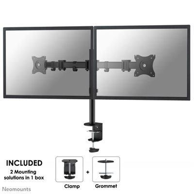 Neomounts 10-30" x2 Select Monitor Desk Mount, näyttövarsi pöydälle kahdelle näytölle, musta