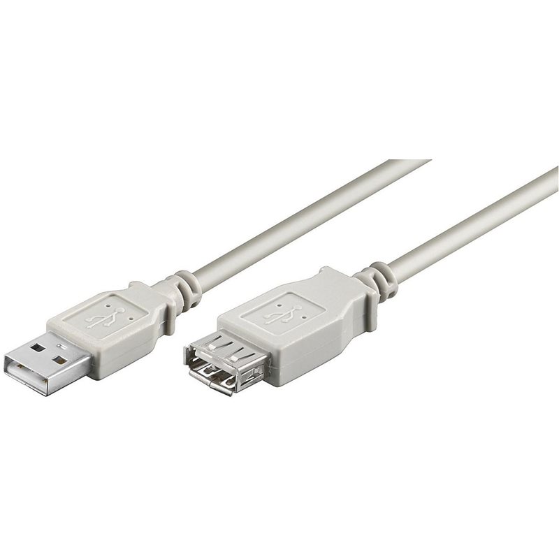 MicroConnect 2.0 USB-A -jatkokaapeli, uros-naaras, 1m, harmaa