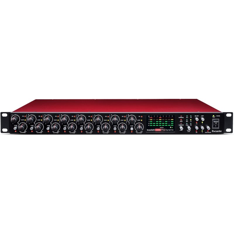 Focusrite Scarlett OctoPre Dynamic, 8-in, 8-out mikrofonietuvahvistin, musta/punainen