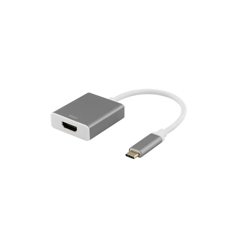 Deltaco USB-C -> HDMI-sovitin, 4096x2160 60Hz, 0,2m, tähtiharmaa
