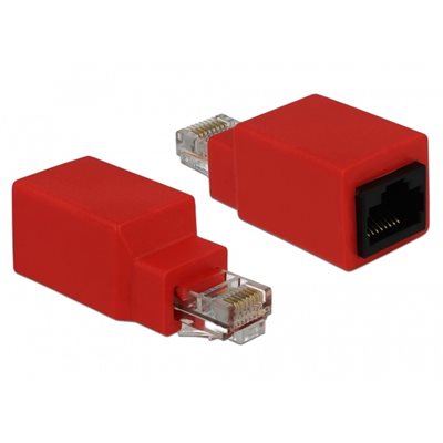 DeLock RJ-45 Crossover Adapter male -> jack, punainen