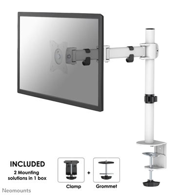Neomounts 10-30" Select Monitor Desk Mount, näyttövarsi pöydälle, valkoinen