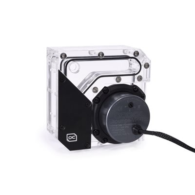 Alphacool Rise Flat Reservoir D5 -nestesäiliö VPP755 pumpulla, kirkas/musta/harmaa