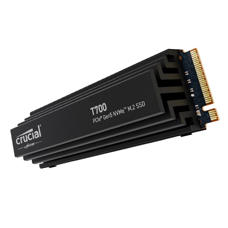 Crucial 2TB T700 PCIe Gen5 NVMe SSD with heatsink, M.2 2280, 12 800/11 800 MB/s