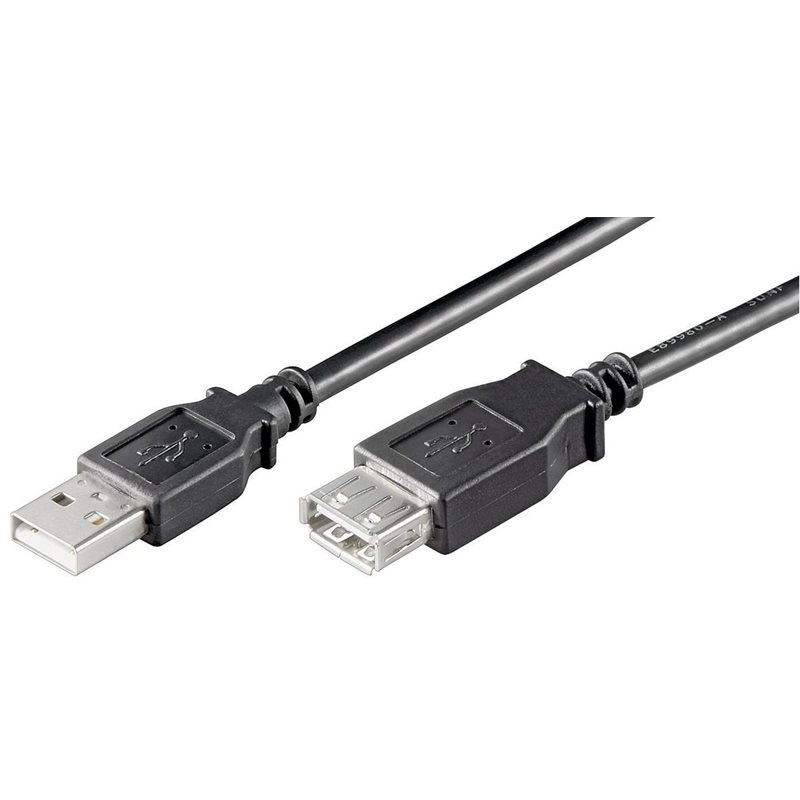 MicroConnect 2.0 USB-A -jatkokaapeli, uros-naaras, 5m, musta