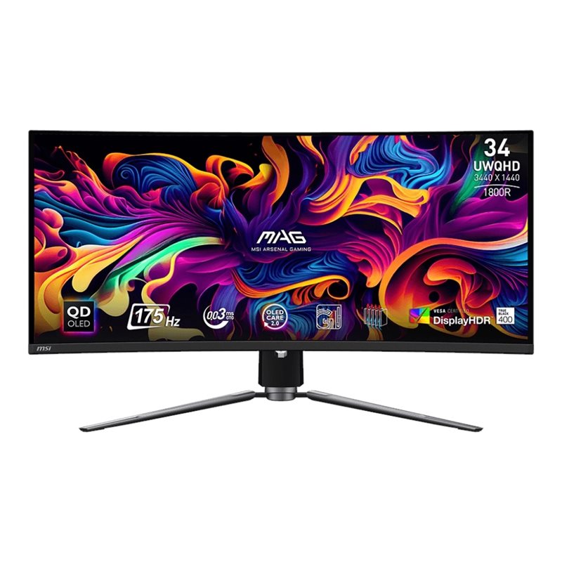 MSI 34" MAG 341CQP QD-OLED, kaareva 175Hz UWQHD-pelimonitori, musta