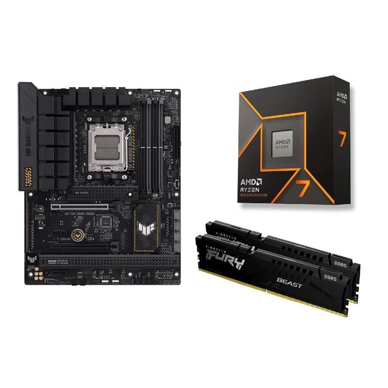 Asus TUF GAMING B650-PLUS + Ryzen 7 9700X + 32GB DDR5 6000MHz -tuotepaketti