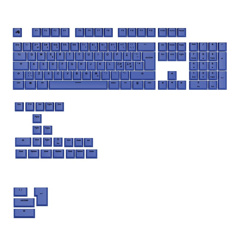 Glorious GPBT Basics Keycaps - Mana Blue - Nordic, näppäinhattusarja