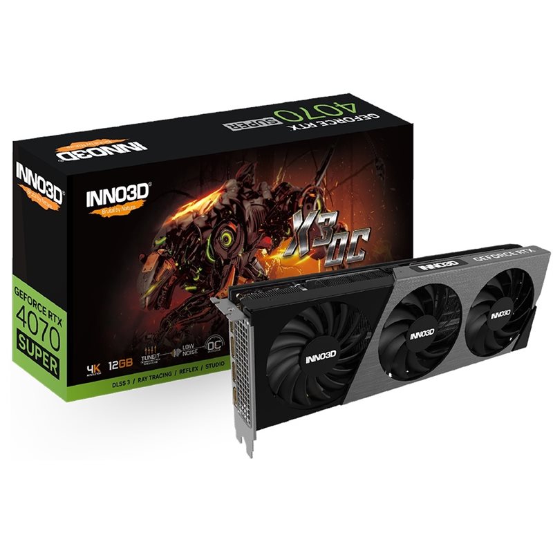 INNO3D GeForce RTX 4070 SUPER X3 OC -näytönohjain, 12GB GDDR6X