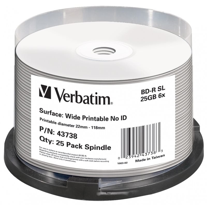 Verbatim DataLifePlus BD-R SL 25GB, 6x, printable, spindel, 25kpl