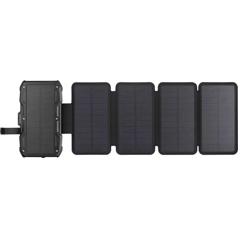 Sandberg 10 000mAh Solar 5-Panel Powerbank, USB-C PD20W, USB-A 22,5W, langaton lataus 15W, musta